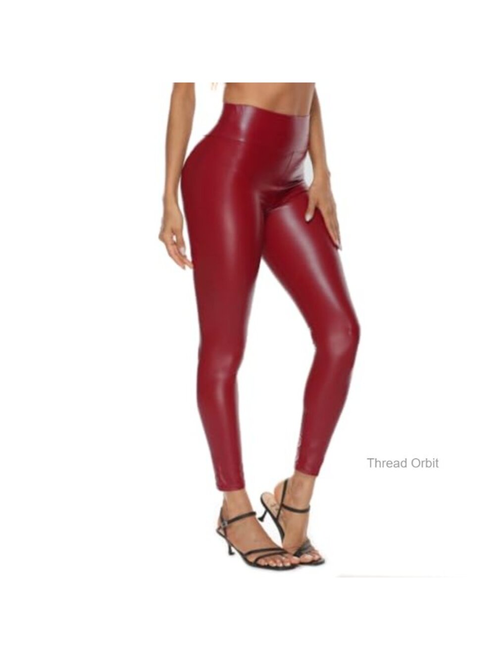 Faux Leather Leggings Tummy Control High Waisted Stretchy Booty Pants